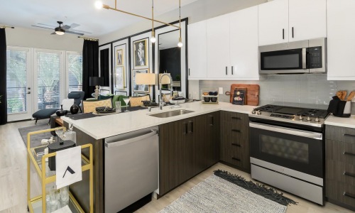 stylish lighting over open kitchen counter