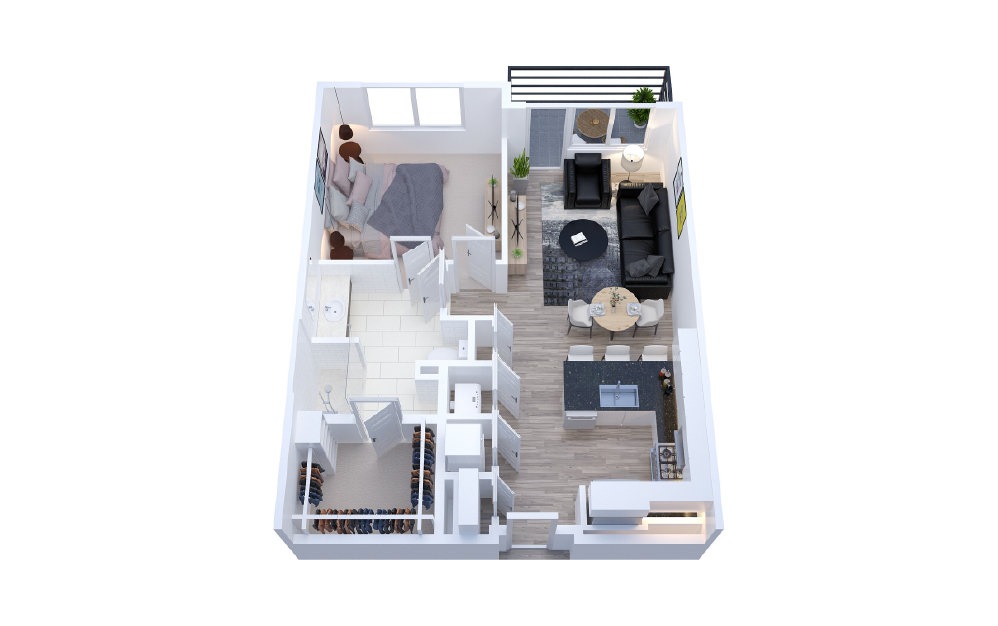AURA6 - 1 bedroom floorplan layout with 1 bath and 823 square feet.